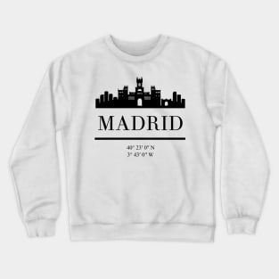 MADRID SPAIN BLACK SILHOUETTE SKYLINE ART Crewneck Sweatshirt